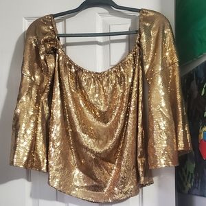 Sequins flared shirt